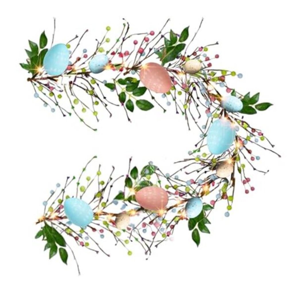 6 FT Easter Egg Garland, 20 LED Battery Operated Lighted Garland with 8 Modes